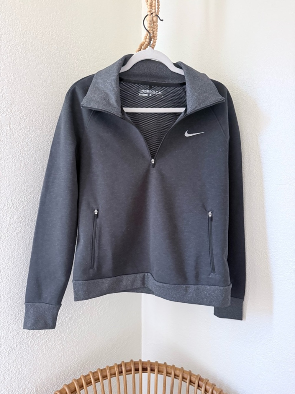 Grey Nike 1/4 Zip Embroidered Logo Wind-blocker Jacket